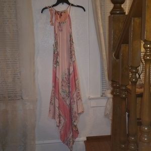 Free People Pink Floral Asymmetrical Dress
